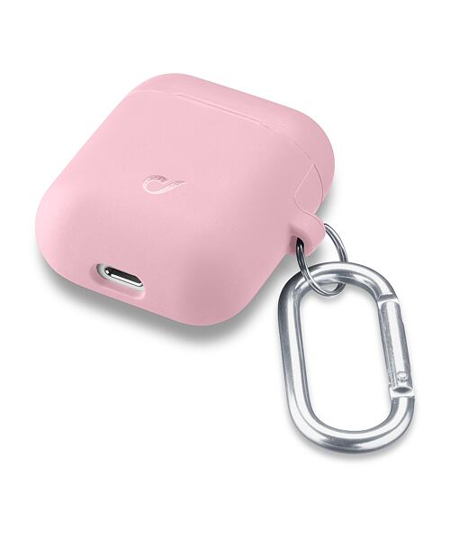 Ochranný kryt s karabinou Cellularline Bounce pro Apple AirPods 1 & 2, růžový