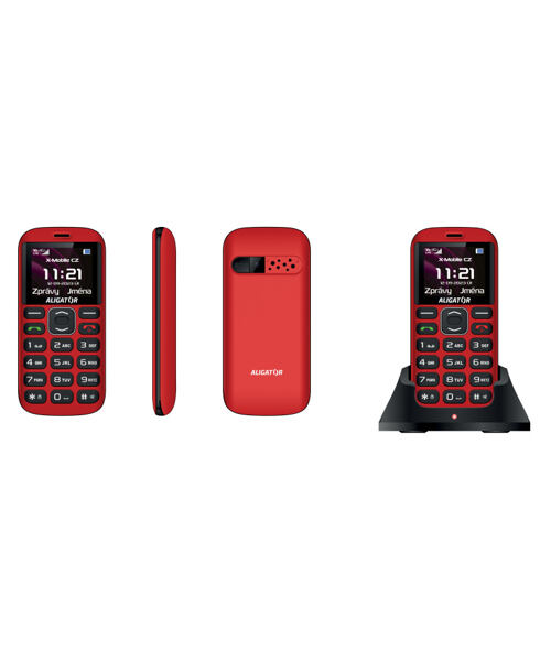 ALIGATOR A720 4G Senior červeno-černý + nabíjecí stojánek