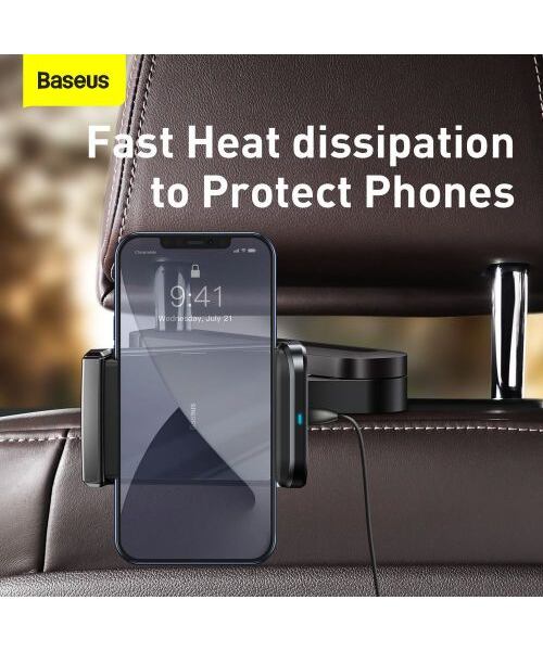Baseus Car Mount Wireless Charger Energy Storage Backseat phone holder 15W Black (WXHZ-01)