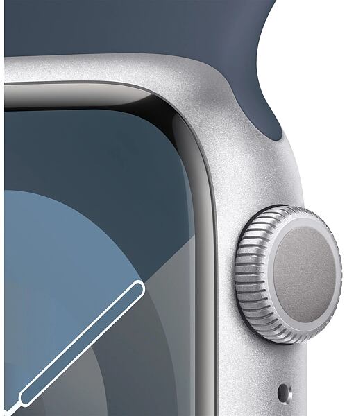 Apple Watch Series 9 GPS 41mm S/M Silver Aluminium Case with Sport Band Storm Blue