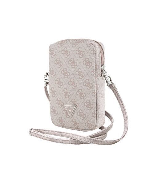 Guess PU 4G Triangle Logo Taška na Telefon se Zipem Pink