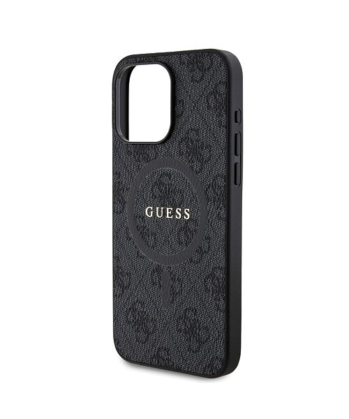 Guess PU Leather 4G Colored Ring MagSafe Zadní Kryt pro iPhone 15 Pro Max Black