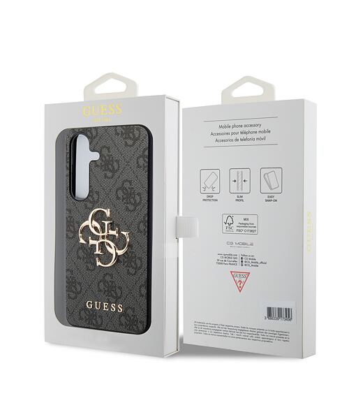 Guess PU 4G Metal Logo Zadní Kryt pro Samsung Galaxy S24+ Grey