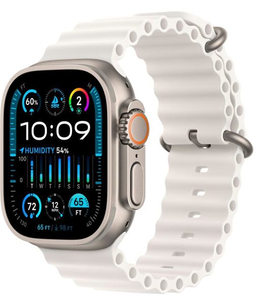 Apple Watch Ultra 2 GPS Cellular 49mm Titanium Case with Ocean Band White