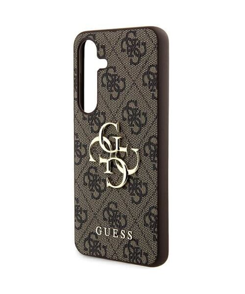 Guess PU 4G Metal Logo Zadní Kryt pro Samsung Galaxy A55 5G Brown