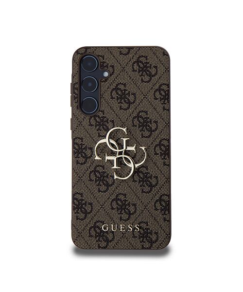 Guess PU 4G Metal Logo Zadní Kryt pro Samsung Galaxy A55 5G Brown