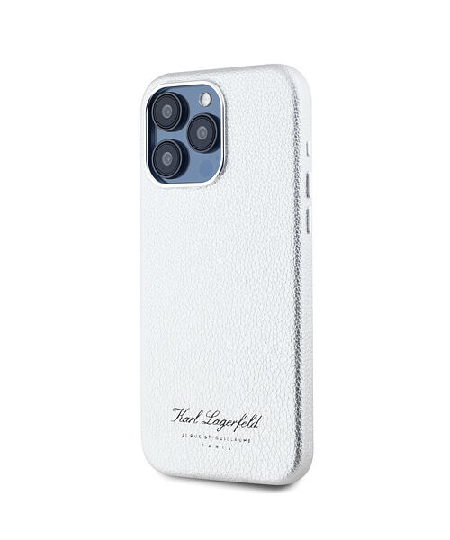 Karl Lagerfeld Grained PU Hotel RSG Zadní Kryt pro iPhone 15 Pro Grey
