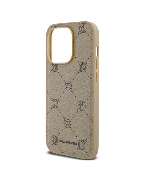 Karl Lagerfeld PU Karl Heads Pattern Magsafe Zadní Kryt pro iPhone 14 Pro Max Beige