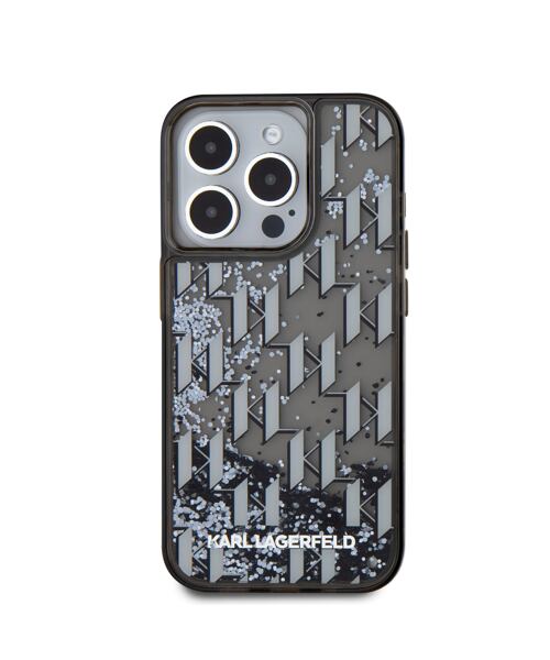Karl Lagerfeld Liquid Glitter Monogram Gradient Zadní Kryt pro iPhone 15 Pro Max Black