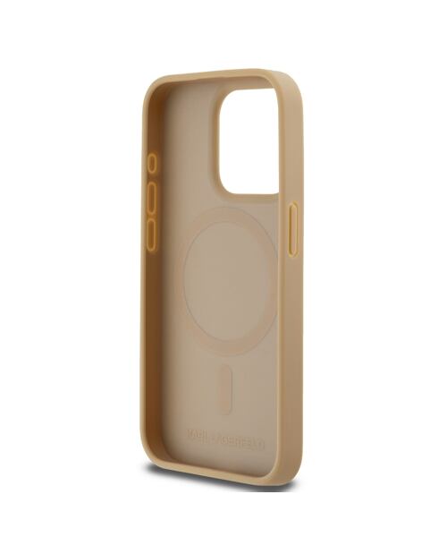 Karl Lagerfeld PU Karl Heads Pattern Magsafe Zadní Kryt pro iPhone 15 Pro Max Beige