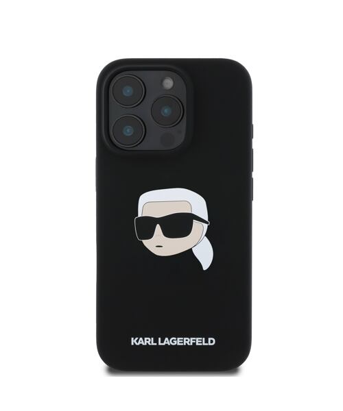 Karl Lagerfeld Liquid Silicone Karl Head MagSafe Zadní Kryt pro iPhone 16 Pro Black
