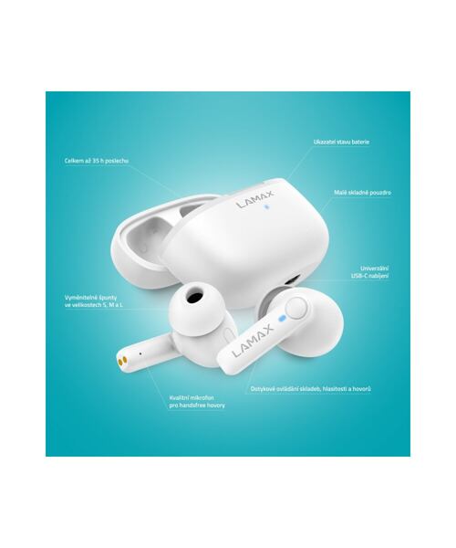 LAMAX Clips1 Play - špuntová sluchátka - bílé