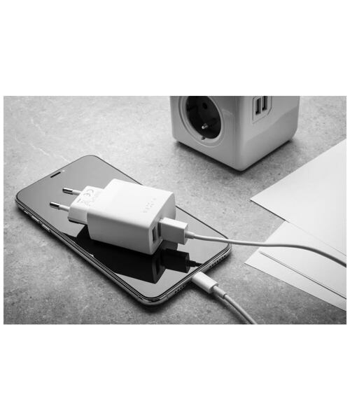 Set síťové nabíječky FIXED s 2xUSB výstupem a USB/Lightning kabelu, 1 metr, MFI, 17W Smart Rapid Cha