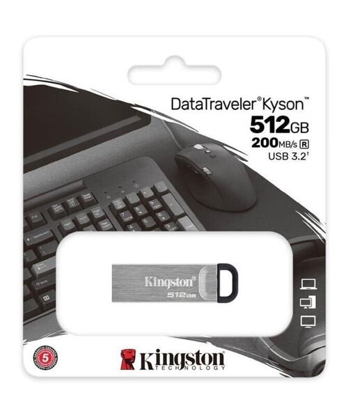 Kingston DataTraveler Kyson/512GB/USB 3.2/USB-A/Stříbrná