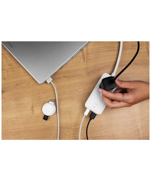 Síťový prodlužovací adaptér FIXED Charging Strip s 2x USB-C a 2x USB, GaN III, 3m, PD 65W, bílý