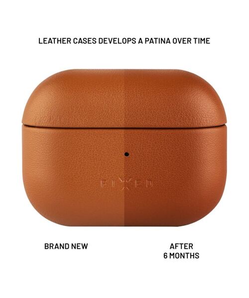 Kožené pouzdro FIXED PodsLeather s podporou MagSafe pro Apple AirPods Pro 2/Pro 2 (USB-C), hnědé