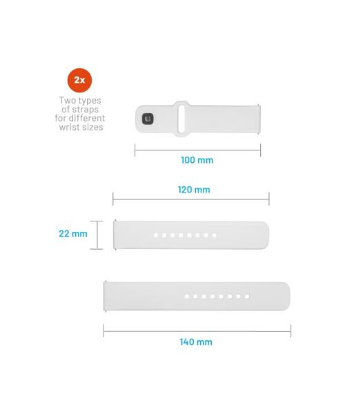 Set silikonových řemínků FIXED Silicone Sporty Strap s Quick Release 22mm pro smartwatch, bílý