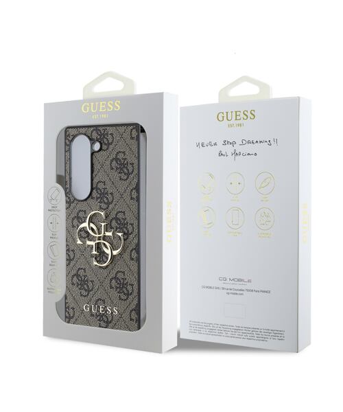 Guess PU 4G Metal Logo Zadní Kryt pro Samsung Galaxy Z Fold 6 Brown