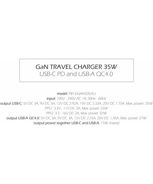 SWISSTEN SÍŤOVÝ ADAPTÉR GaN 1x USB-C 35W PD + 1x USB-A 27W QC ČERNÝ