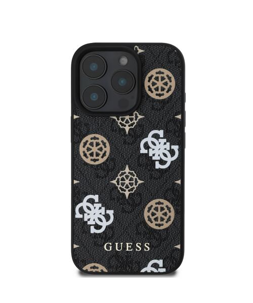 Guess PU 4G Peony MagSafe Zadní Kryt pro iPhone 16 Pro Max Black