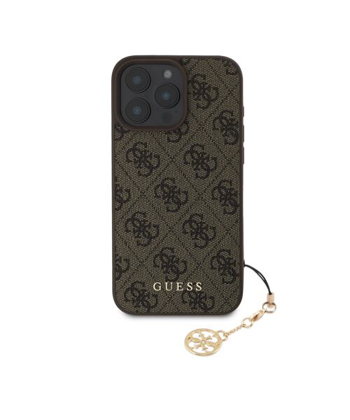 Guess 4G Charm Zadní Kryt pro iPhone 16 Pro Max Tone on Tone Brown