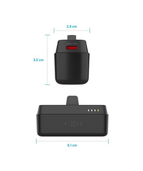 Powerbanka FIXED Zen 5 Plug-in s výstupem PD 20W, 5 000 mAh, černá