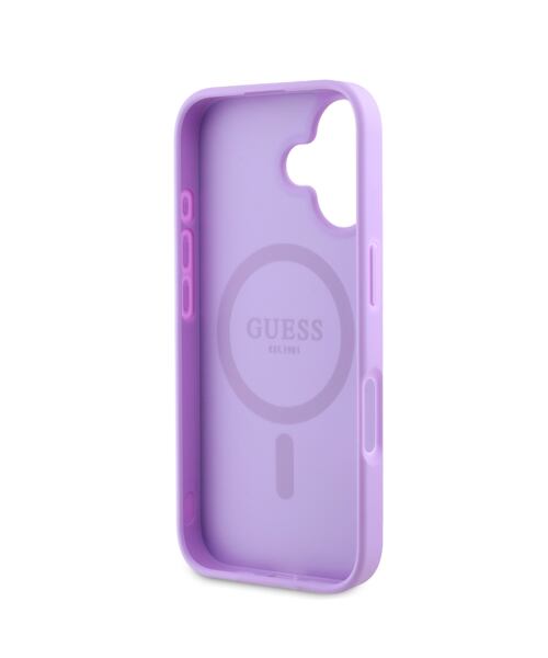 Guess PU Grained Classic Logo MagSafe Zadní Kryt pro iPhone 16 Purple