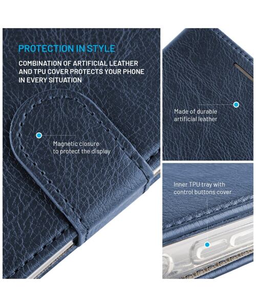 Pouzdro typu kniha FIXED Opus pro Apple iPhone 16, modré