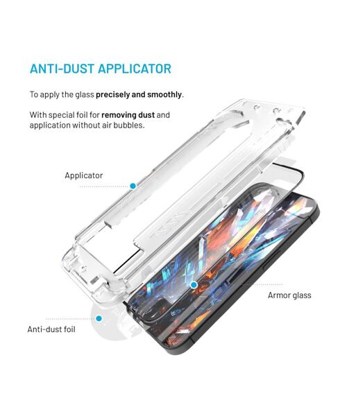 Ultra odolné tvrzené sklo FIXED Armor s Anti-dust aplikátorem a AR vrstvou pro Apple iPhone 13/13Pro