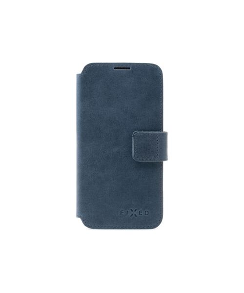 Kožené pouzdro typu kniha FIXED ProFit pro Apple iPhone 16, modré