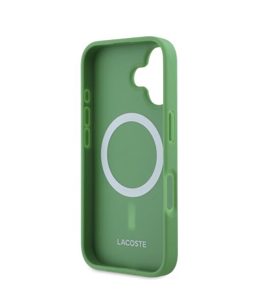 Lacoste Iconic Petit Pique Woven Logo MagSafe Zadní Kryt pro iPhone 16 Plus Green