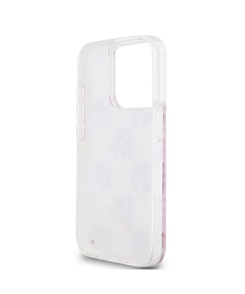 DKNY Liquid Glitter Checkered Pattern Zadní Kryt pro iPhone 15 Pro Pink