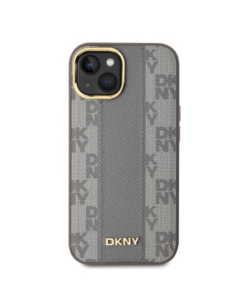 DKNY PU Leather Checkered Pattern Magsafe Zadní Kryt pro iPhone 15 Beige