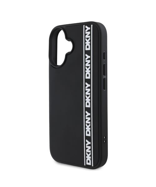 DKNY 3D Rubber Repeat Logo Line Zadní Kryt pro iPhone 16 Black