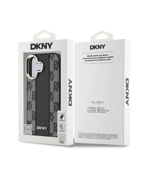 DKNY PU Leather Checkered Pattern Magsafe Zadní Kryt pro iPhone 16 Plus Black