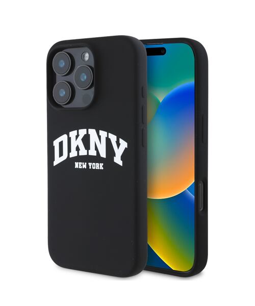 DKNY Liquid Silicone Arch Logo MagSafe Zadní Kryt pro iPhone 16 Pro Max Black
