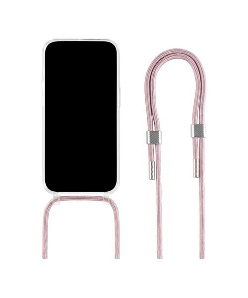 Pouzdro FIXED MagPure Neck s růžovou šňůrkou na krk pro Apple iPhone 16 Plus