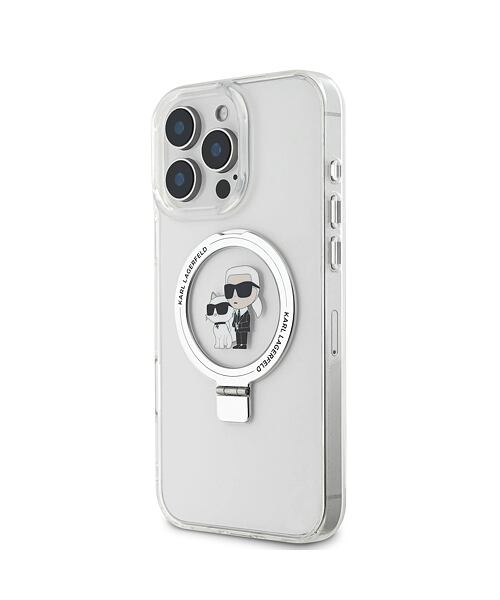 Karl Lagerfeld Ringstand Karl and Choupette MagSafe Zadní Kryt pro iPhone 16 Pro Max White