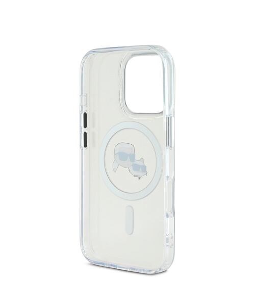 Karl Lagerfeld IML K&CH Heads Metal Frame MagSafe Zadní Kryt pro iPhone 16 Pro Max Transparent