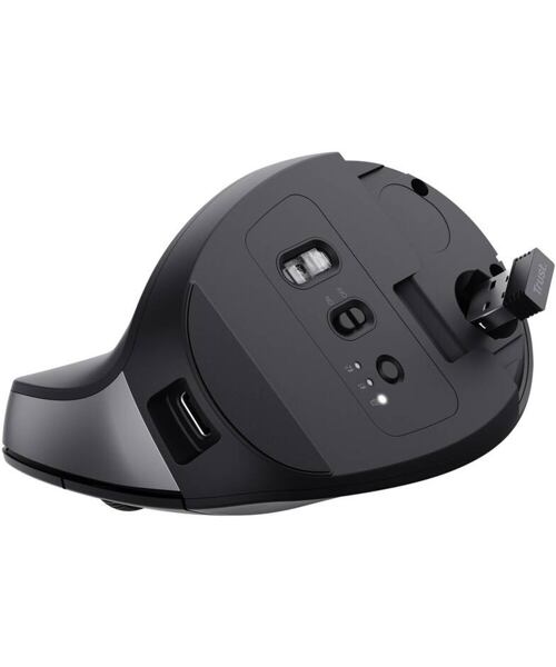 Trust Bayo+/Vertikální/Optická/Pro praváky/2 400 DPI/USB+BT/Černá