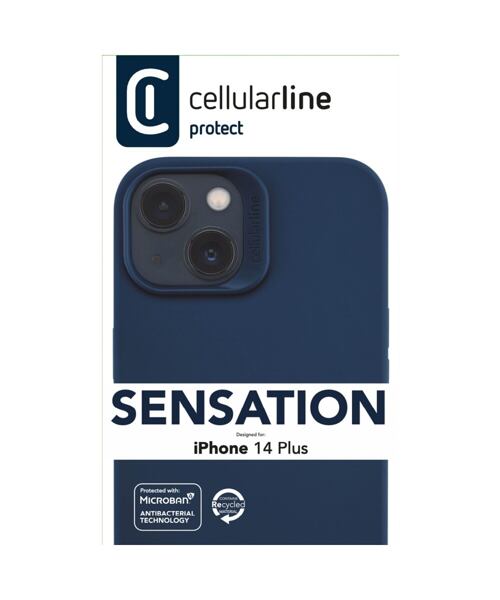 Ochranný silikonový kryt Cellularline Sensation pro Apple iPhone 14 Plus, modrý