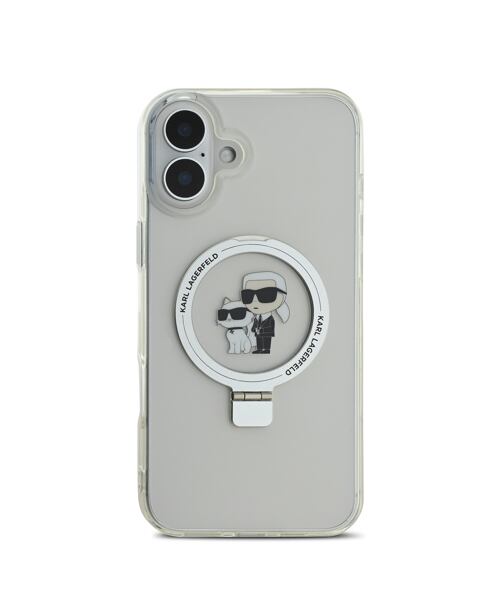 Karl Lagerfeld Ringstand Karl and Choupette MagSafe Zadní Kryt pro iPhone 16 White