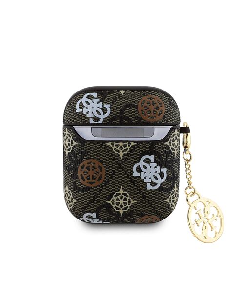 Guess PU 4G Peony Charm Pouzdro pro AirPods 1/2 Brown