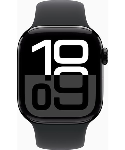 Apple Watch Series 10 GPS 42mm Jet Black Aluminium Case with Black Sport Band