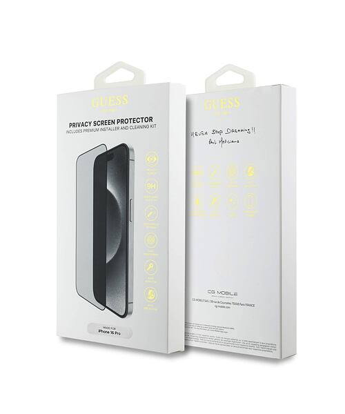 Guess Tvrzené Sklo 2.5D PRIVACY pro iPhone 16 Pro Black
