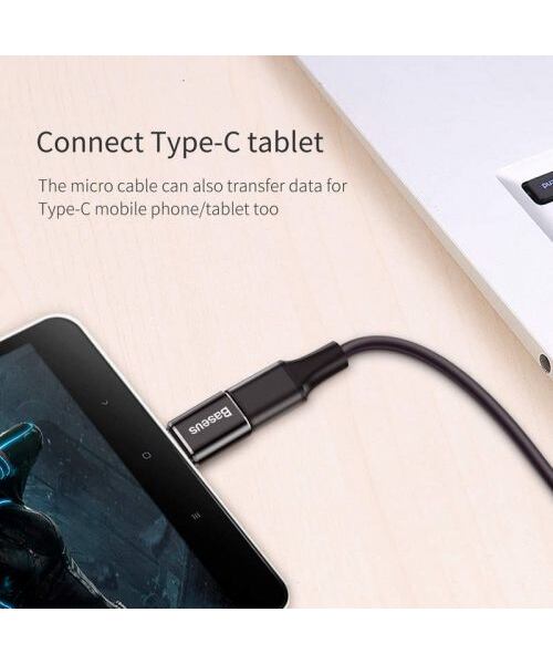 Baseus adaptér z microUSB na USB-C černý