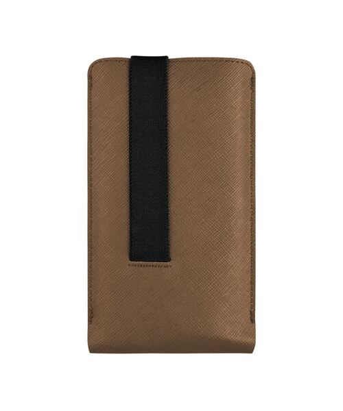 Univerzální pouzdro FIXED Lucca se zavíracím popruhem pro telefony do 6,3", kávové