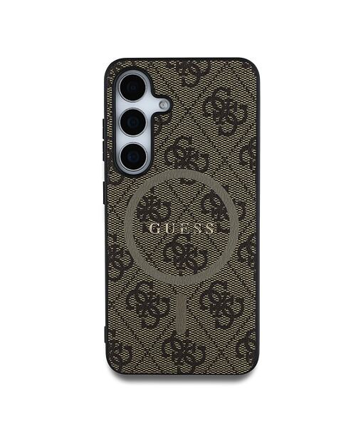 Guess PU Leather 4G Colored Ring MagSafe Zadní Kryt pro Samsung Galaxy S25 Brown