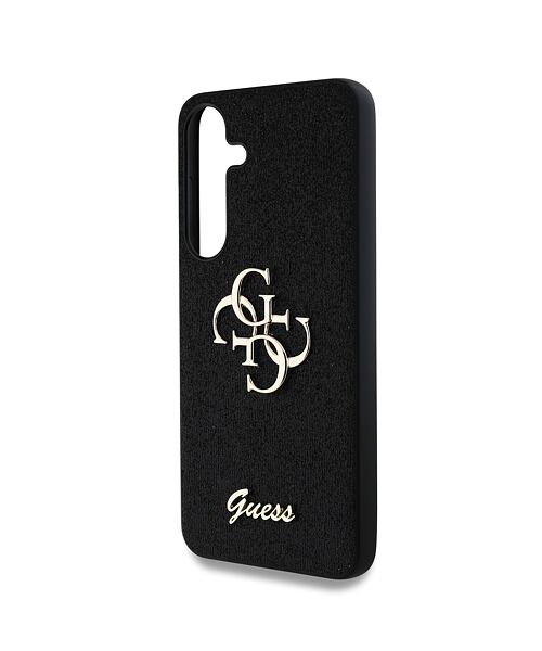 Guess PU Fixed Glitter 4G Metal Logo Zadní Kryt pro Samsung Galaxy S25 Black