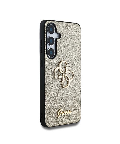Guess PU Fixed Glitter 4G Metal Logo Zadní Kryt pro Samsung Galaxy S25+ Gold